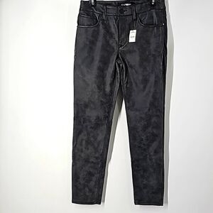 Express Grunge Gray Black Eco‎ Leather Distressed Pants